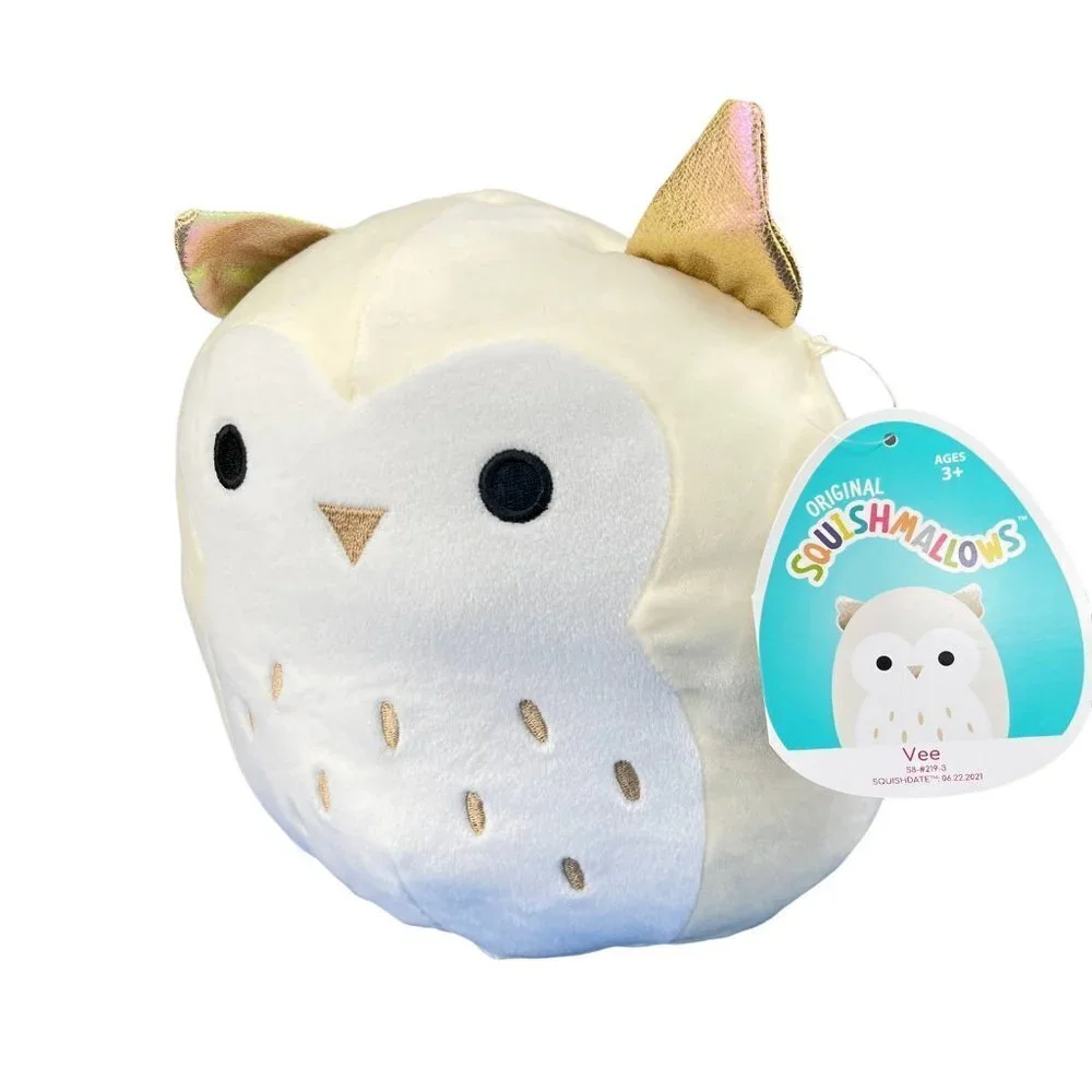 Squishmallows 8" Vee The Owl Soft Ivory Sparkle Ears Plush Kelly Toy Kids Squish - Picture 2 of 7